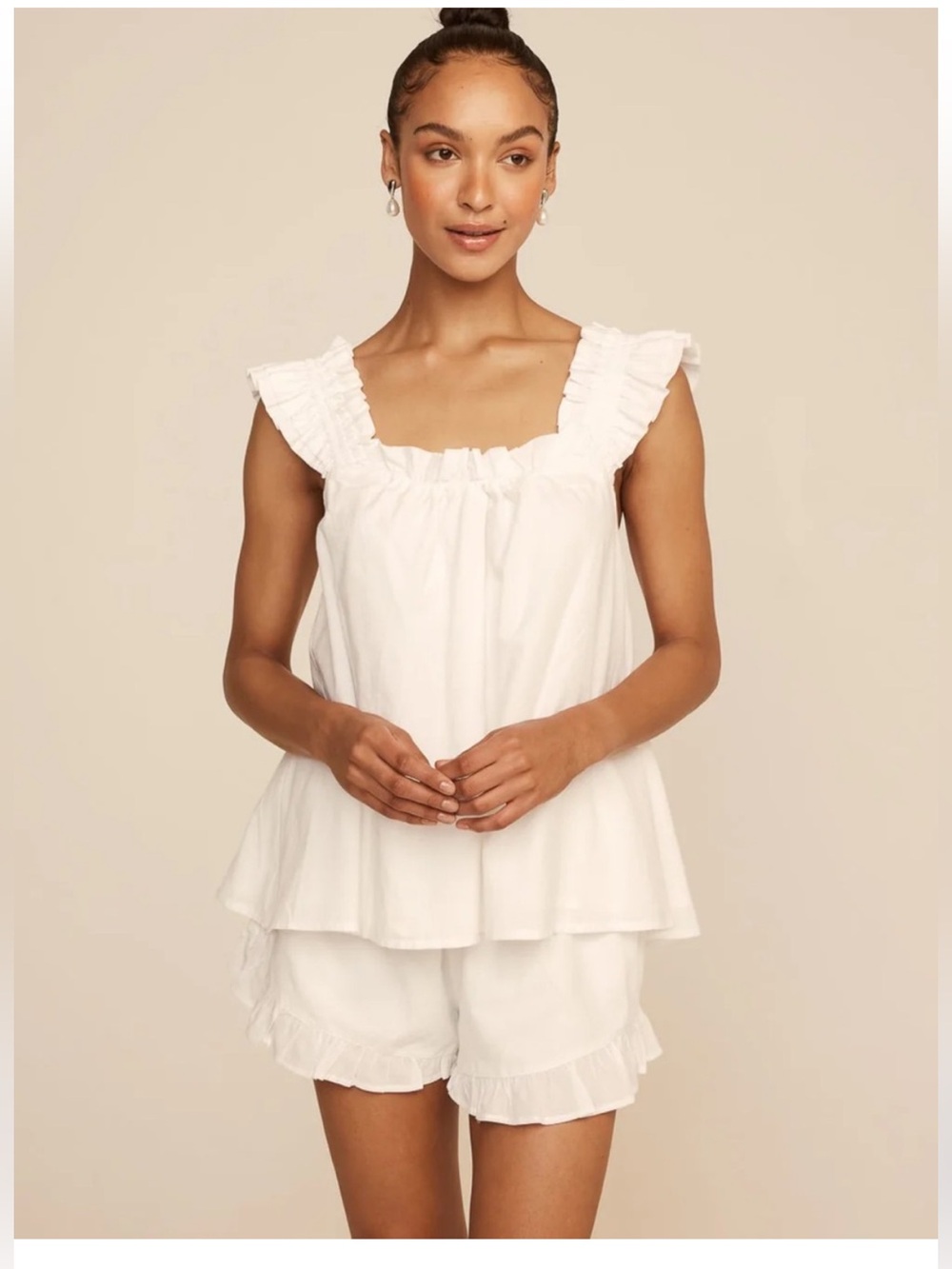 Piyama Nicolette Ruffle Sleep Pajama Top Large Bridal